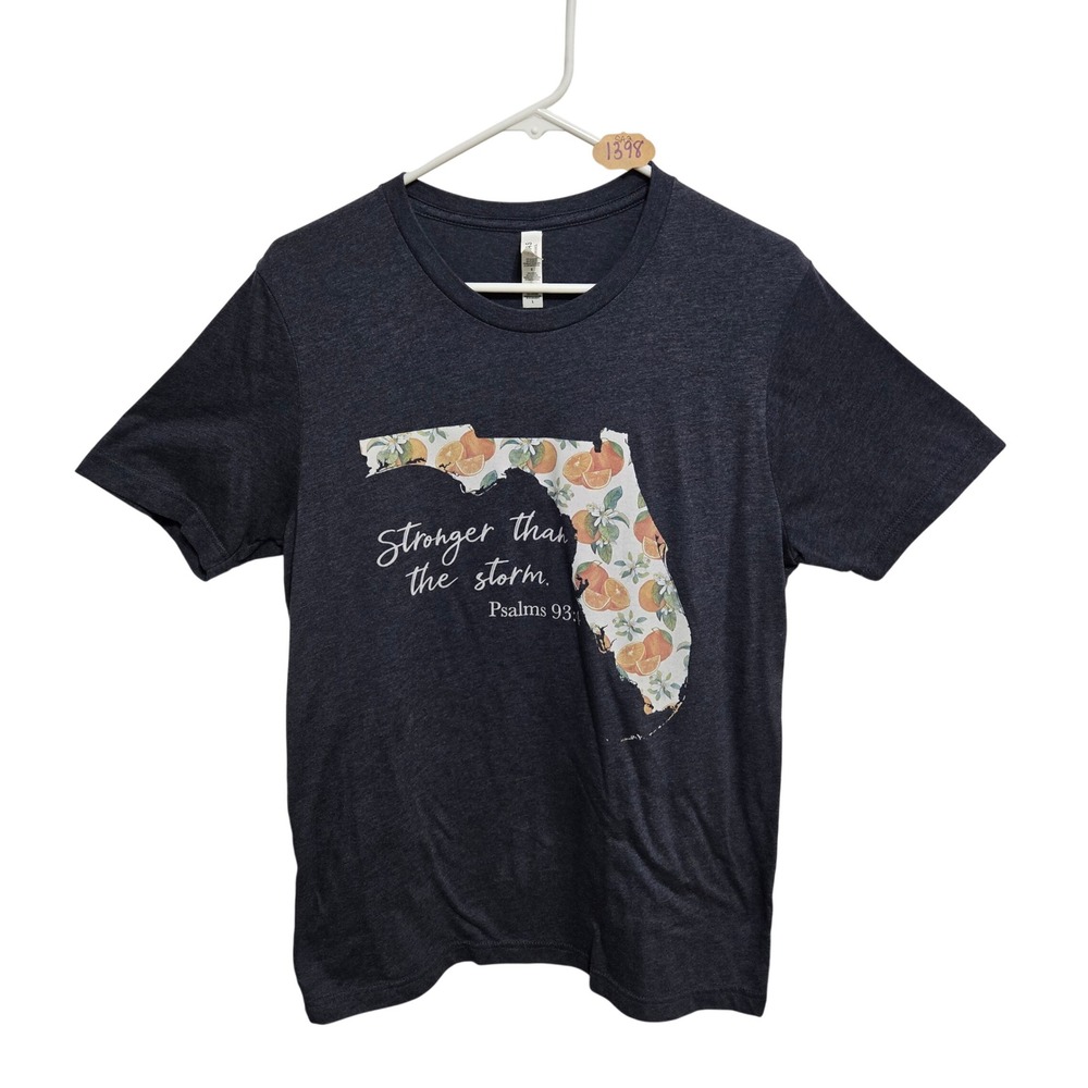 Bella Canvas Florida Stronger‎ Than The Storm Psalms 93:4 Graphic Tee Gray L